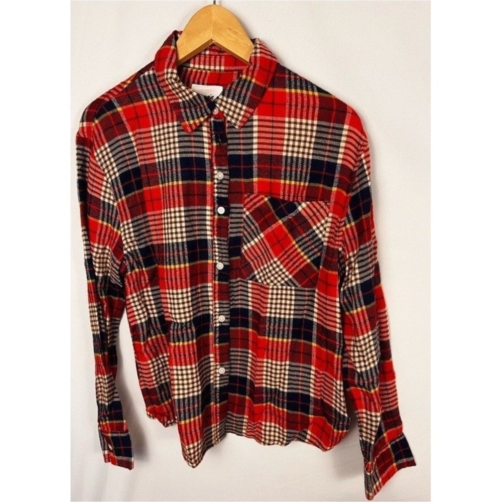 Aerie Women's Red Plaid Button-Up Shirt Classic Flannel Style XS